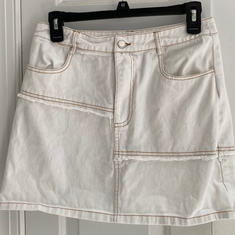Altar’d state white denim mini skirt